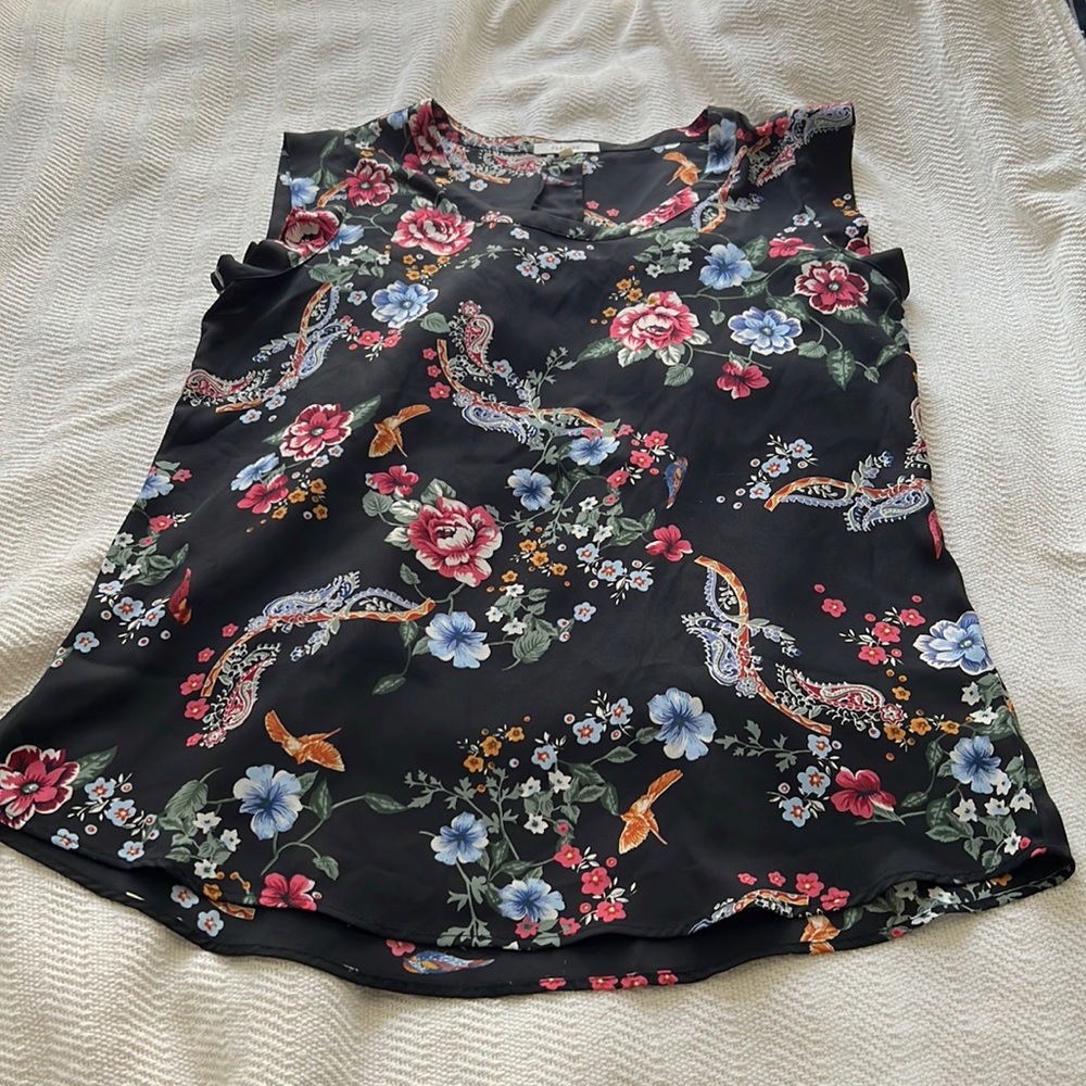 Pleione black floral tunic XS